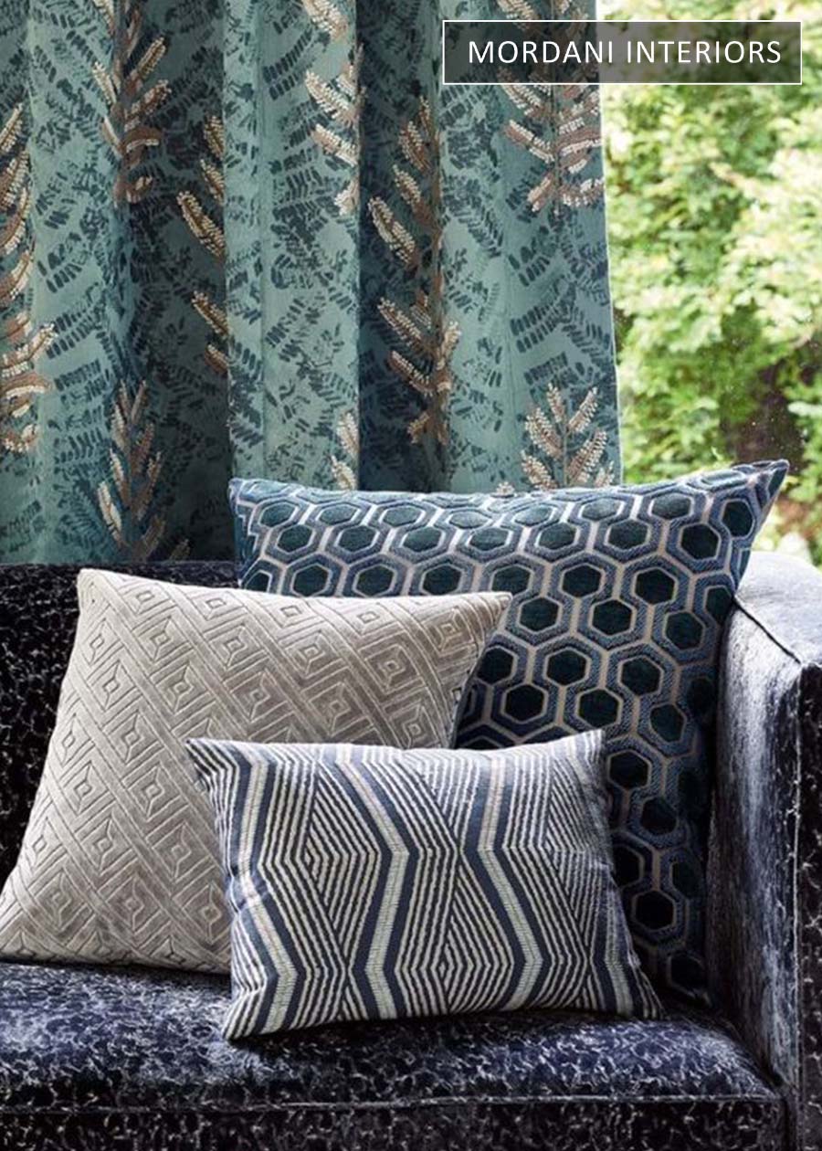 Blue Bold Abstract Jacquard Upholstery 